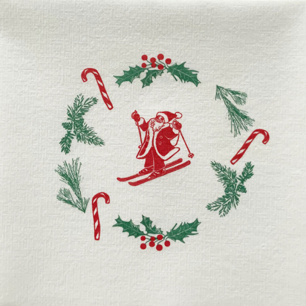 Paviot napkin Père Noel white, with Motiv christmas tree, detail